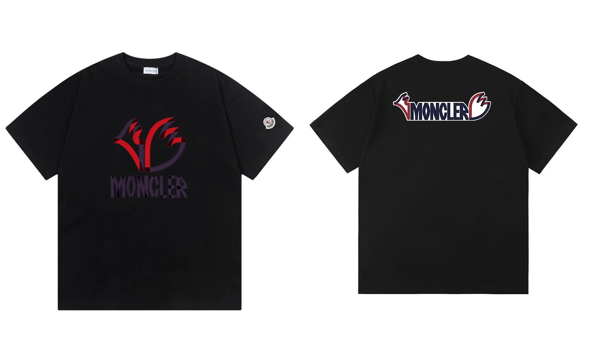 Moncler T-Shirts Short-Sleeve Graphic Print — M 2036 Black
