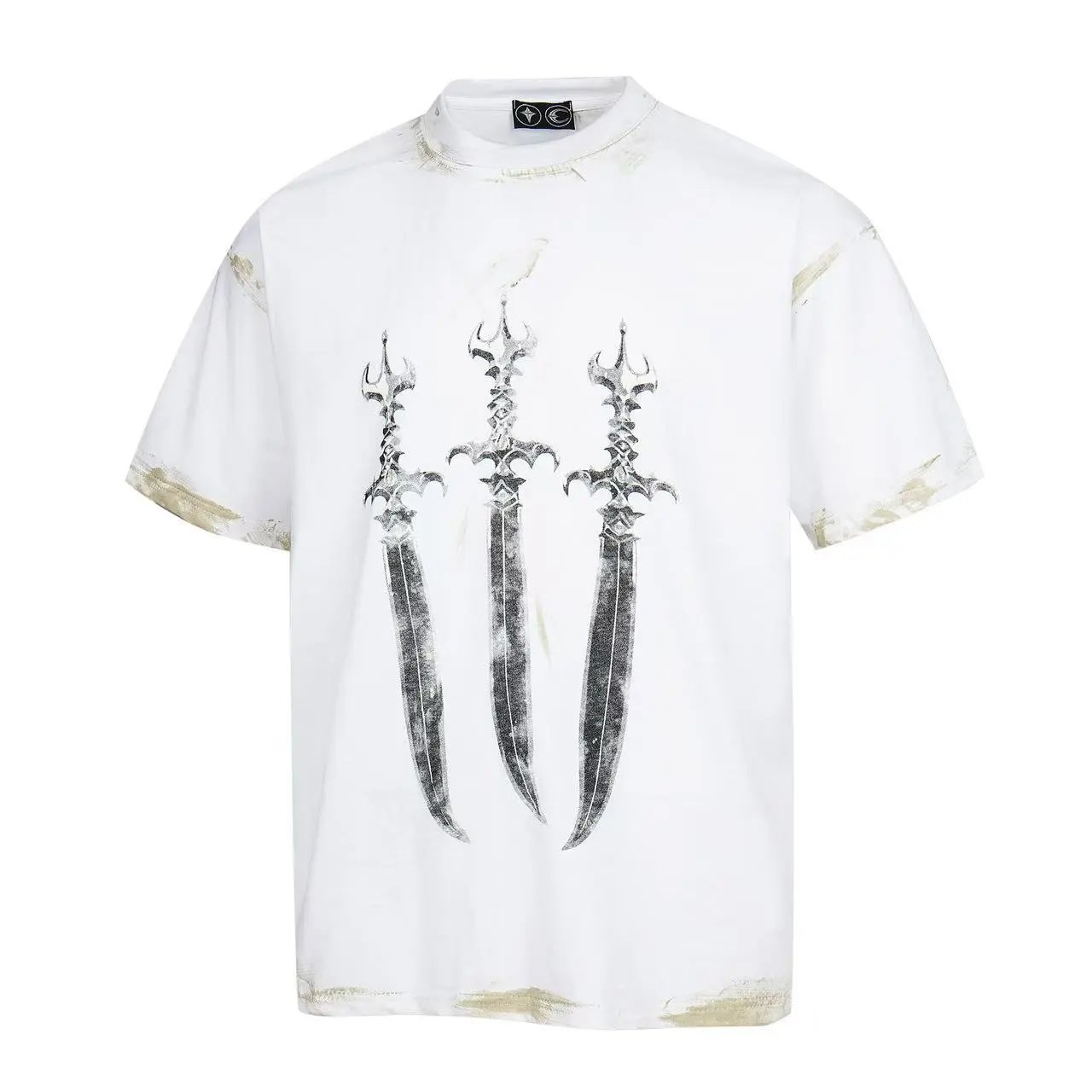 Unbranded T-Shirts Star and crescent moon graphic — Three Sword White