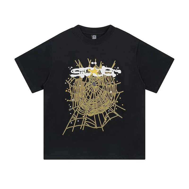 Sp5der T-Shirts Spiderweb Graphic Short-Sleeve T-Shirt — 69617 Black