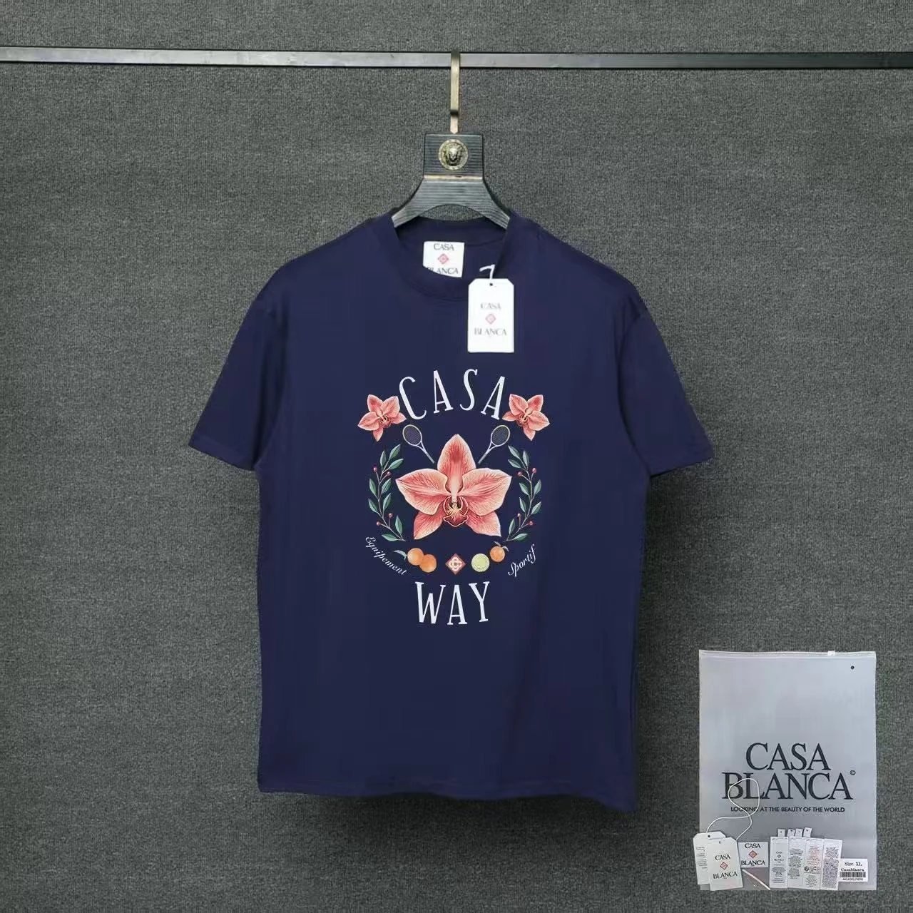 Casablanca T-Shirts Flaming Tennis Ball Graphic — 03 Royal Blue