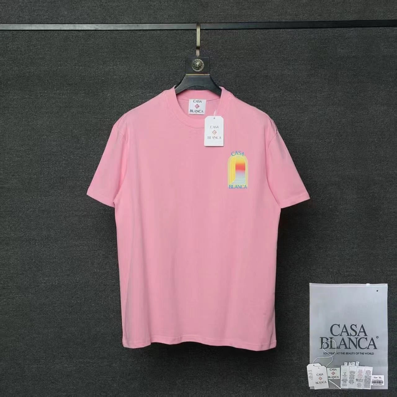 Casablanca T-Shirts Flaming Tennis Ball Graphic — 05 Pink