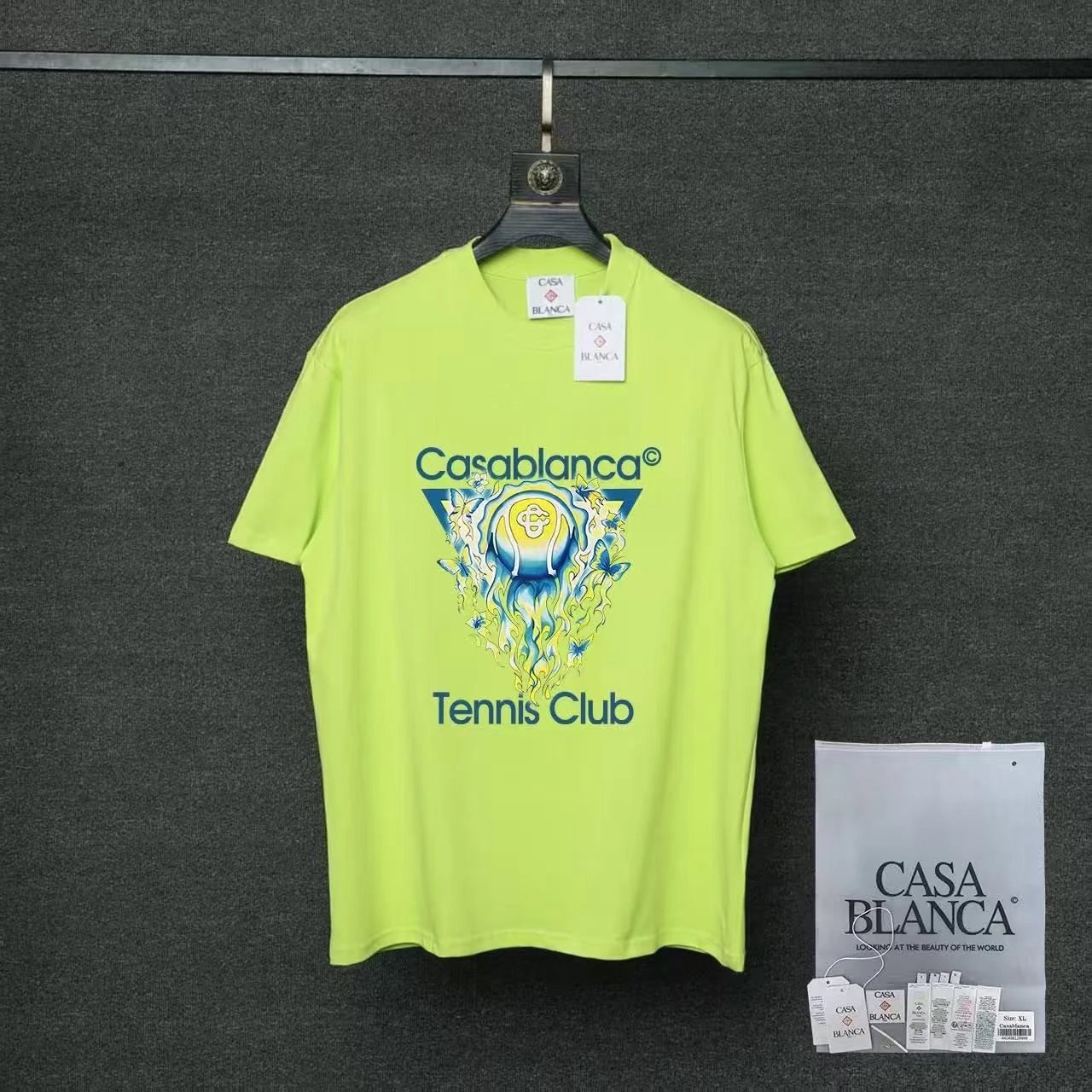 Casablanca T-Shirts Short-Sleeve Graphic Logo T-Shirt — 07 fluorescent green