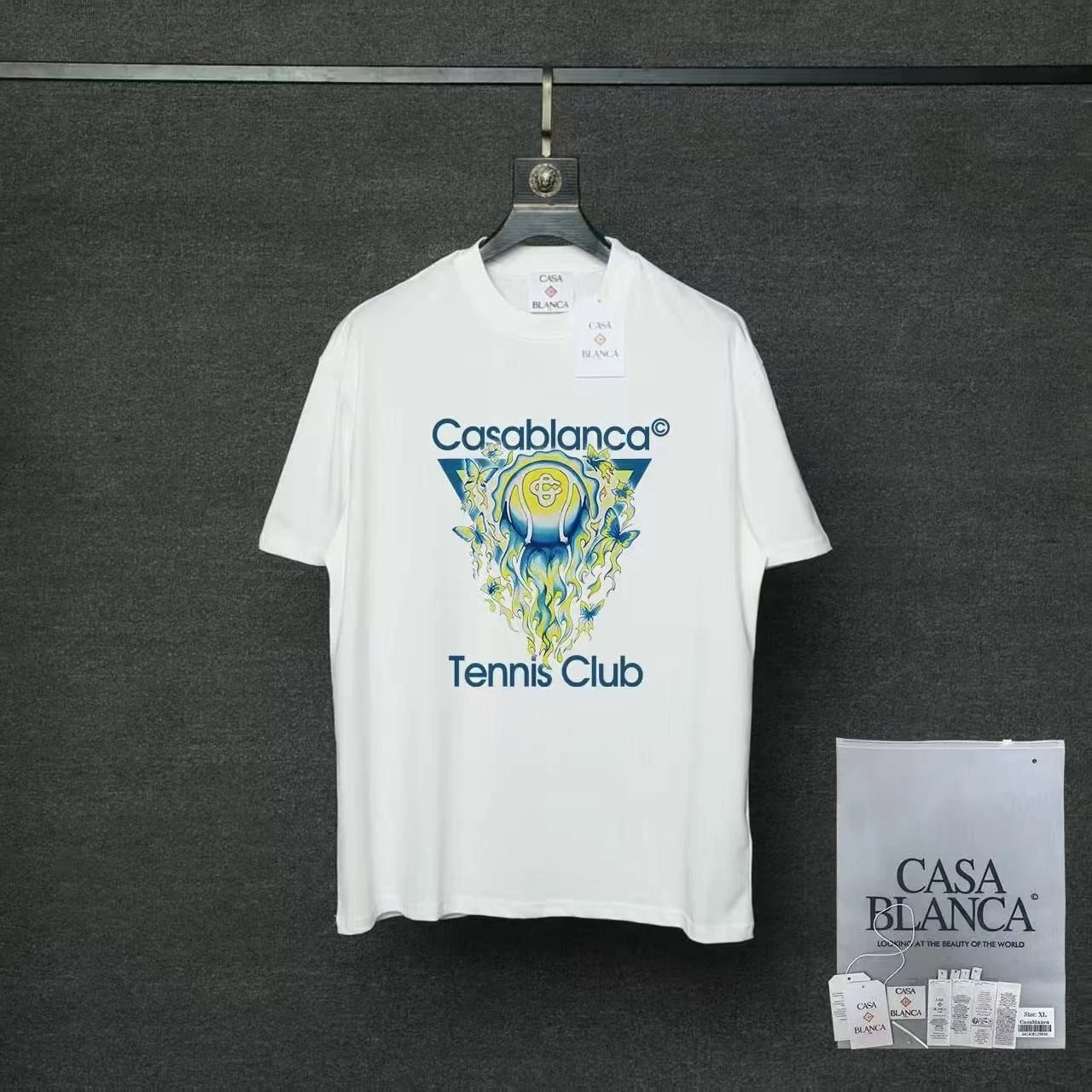 Casablanca T-Shirts Short-Sleeve Graphic Logo T-Shirt — 07 white