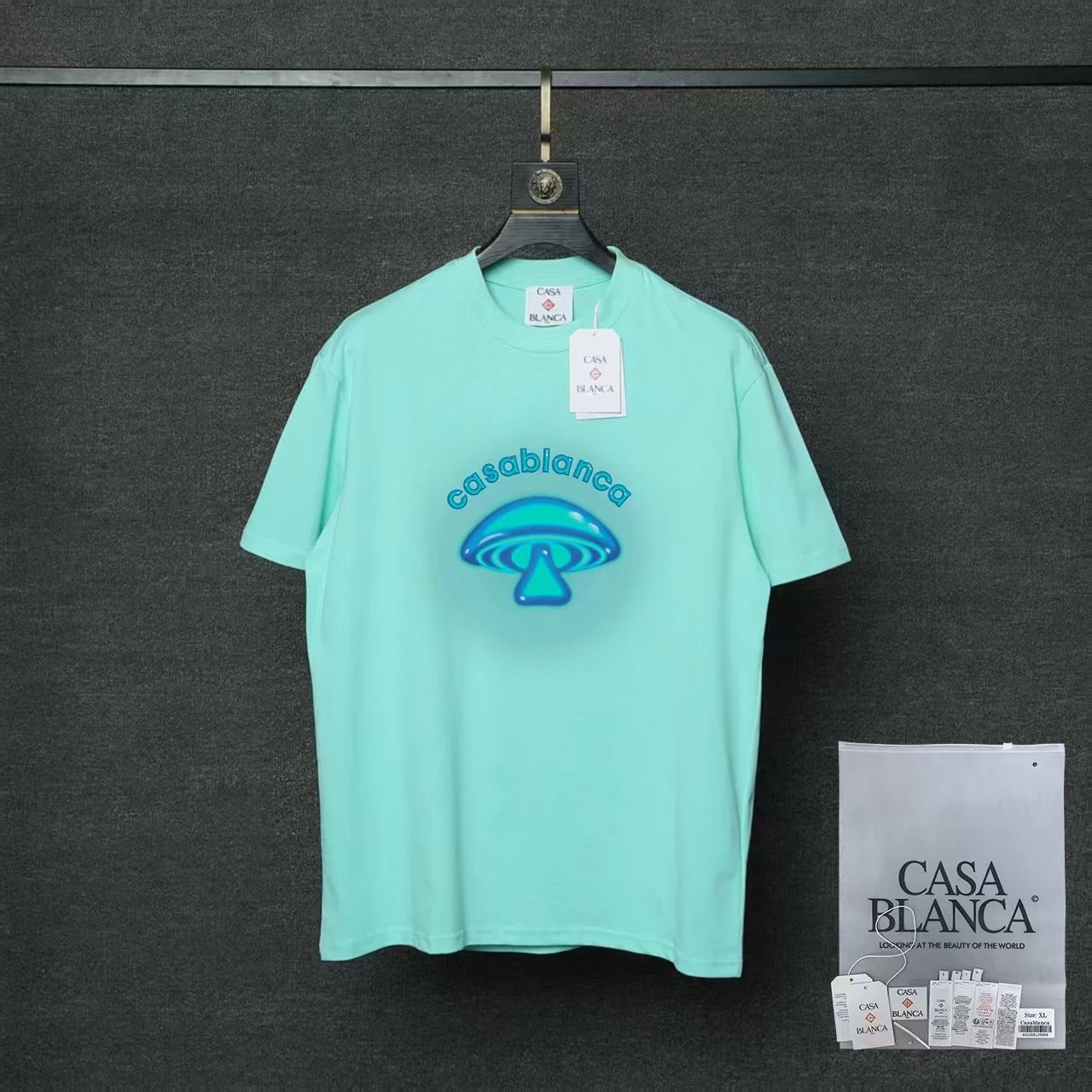 Casablanca T-Shirts Short-Sleeve Graphic Logo T-Shirt — 09 Light Blue