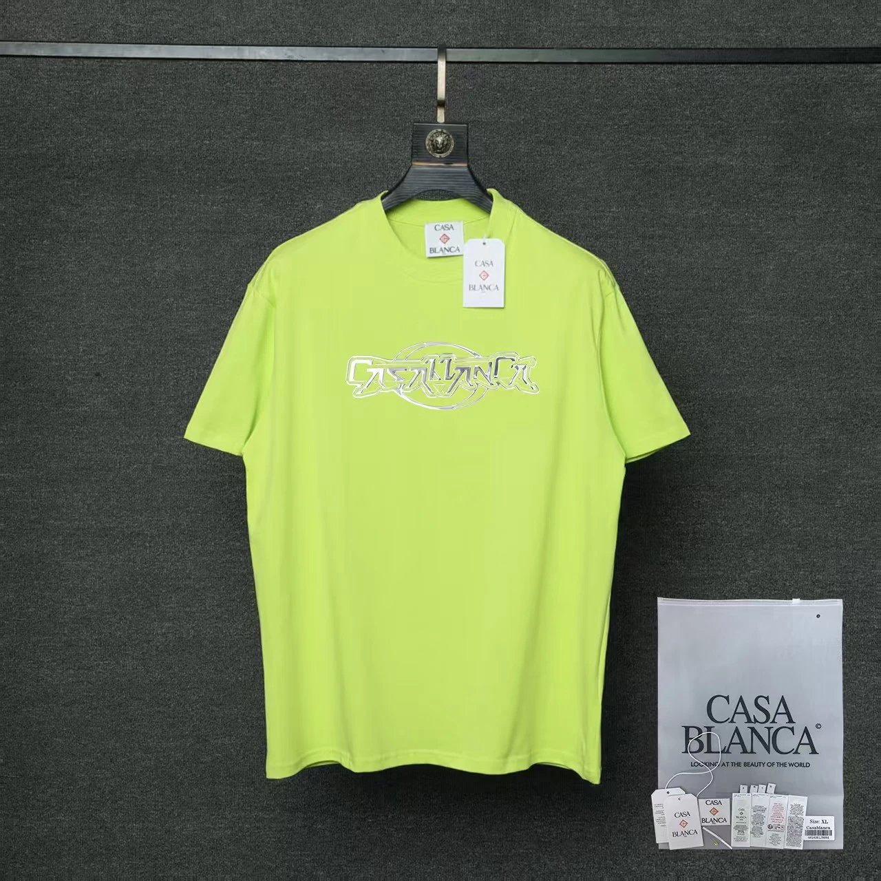 Casablanca T-Shirts Short-Sleeve Graphic Logo T-Shirt — 11 Neon Green
