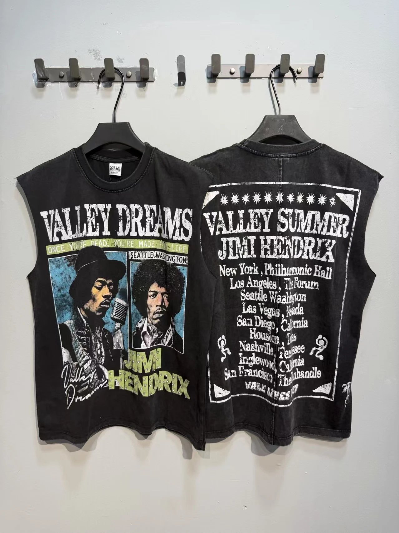 Valley Dreams Vests Washed Graphic Sleeveless Top — V 1501 Washed black