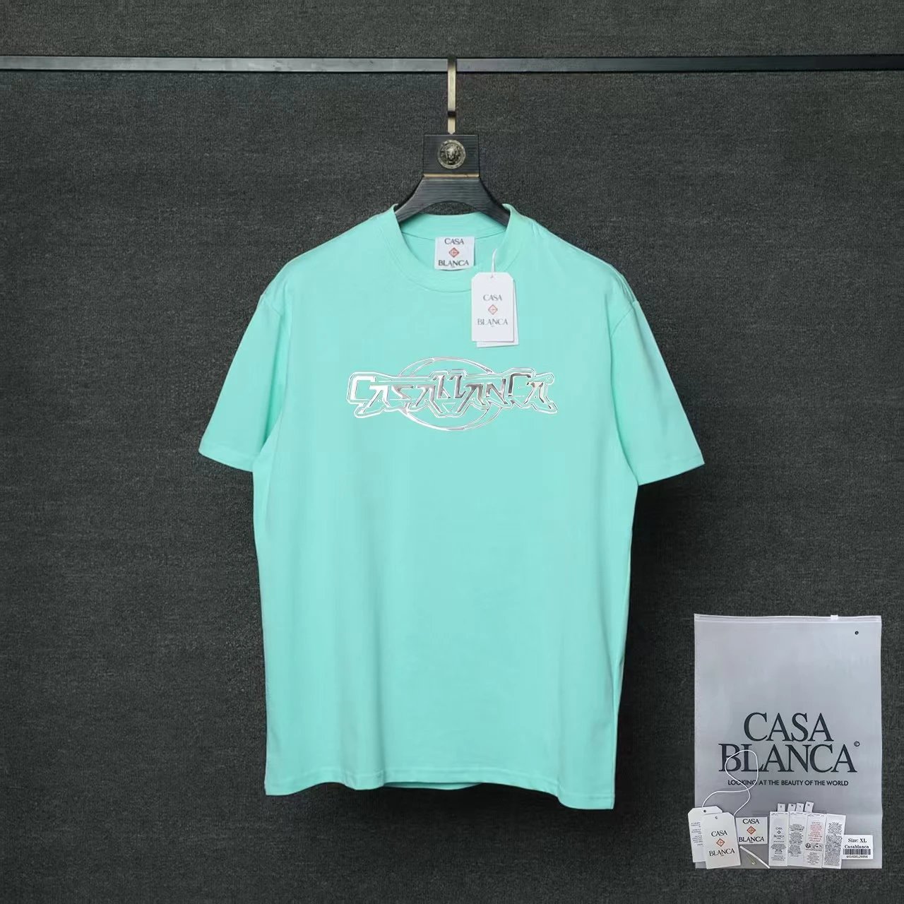 Casablanca T-Shirts Short-Sleeve Graphic Logo T-Shirt — 11 Light blue