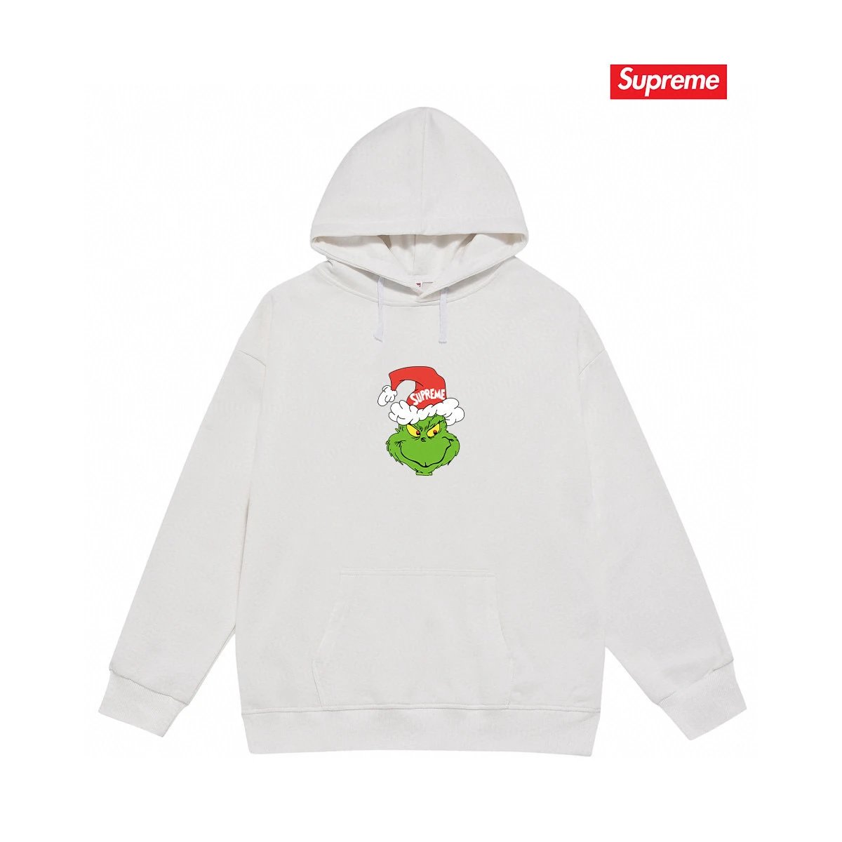 Supreme Hoodies & Sweatshirts Fleece-lined pullover hoodie with photo graphic and kangaroo pocket — S 2179 White with fleece lining