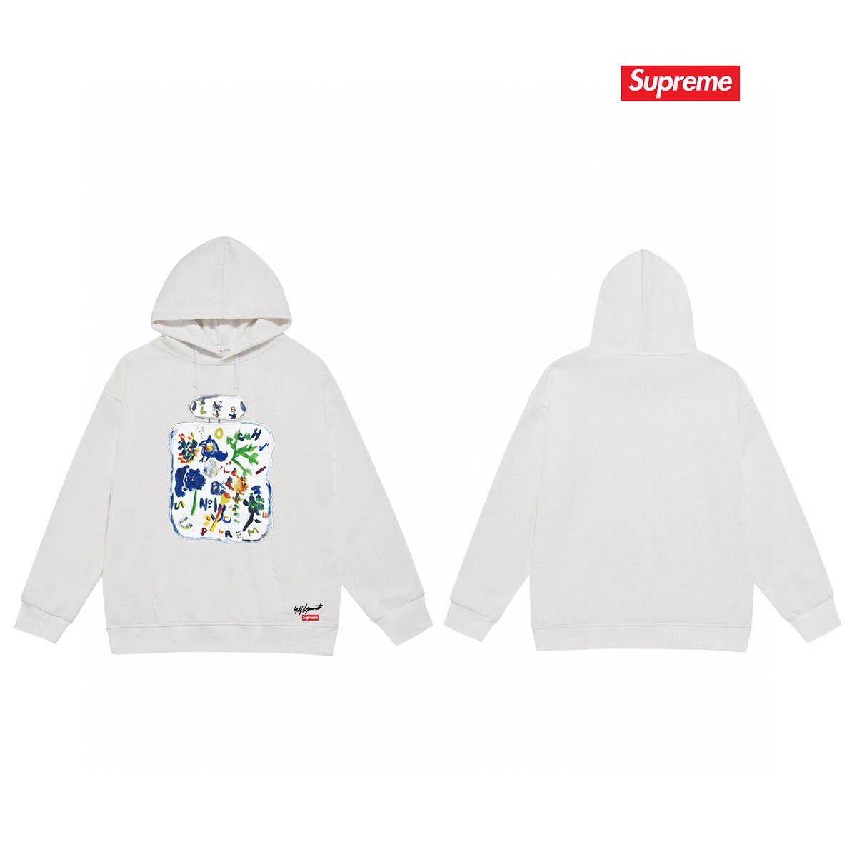 Supreme Hoodies & Sweatshirts Fleece-Lined Hooded Sweatshirt with Fruit Graphic — 43-2 Fleece-lined style