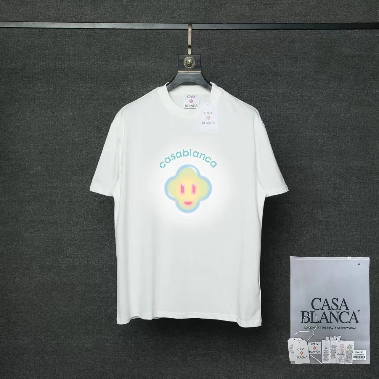Casablanca T-Shirts Short-Sleeve Logo Patch T-Shirt — 013 white