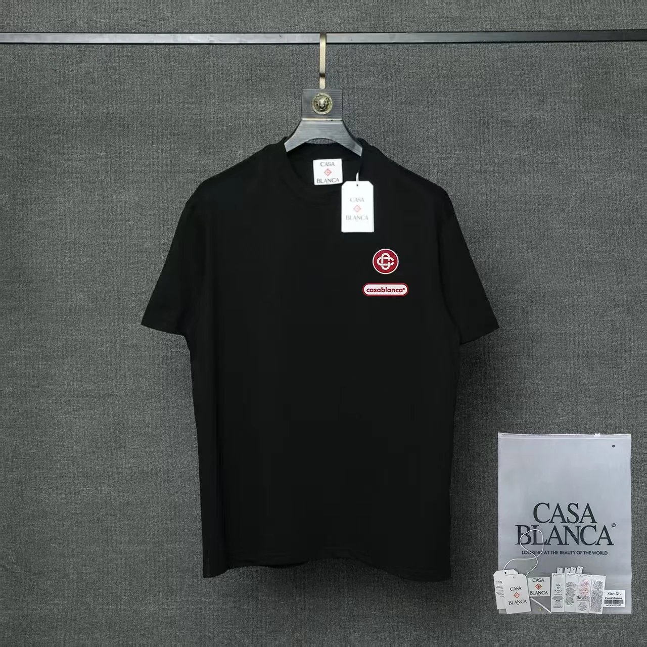 Casablanca T-Shirts Flaming Tennis Ball Graphic — 014 Black