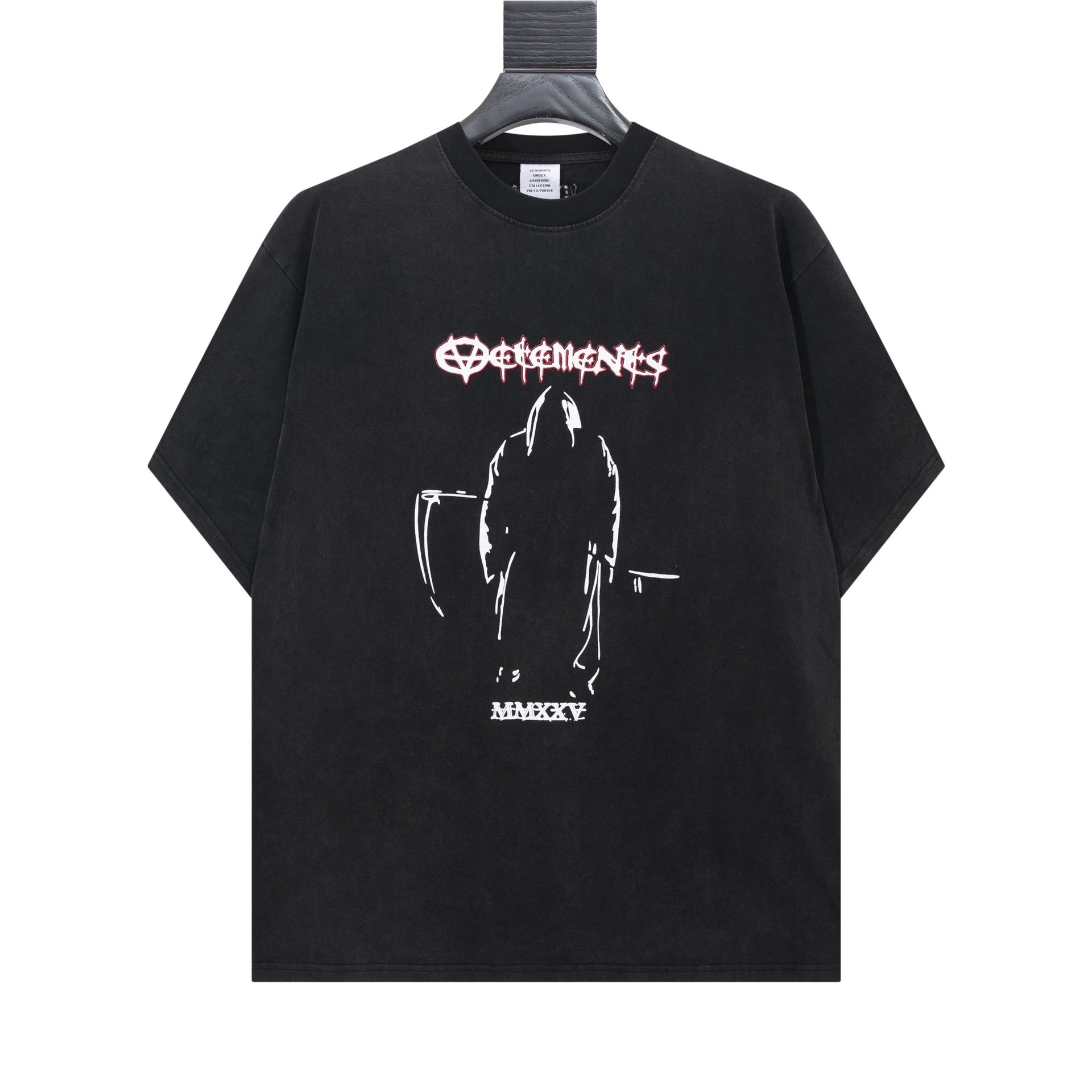 Vetements T-Shirts Graphic Logo Print — 8020 Washed black