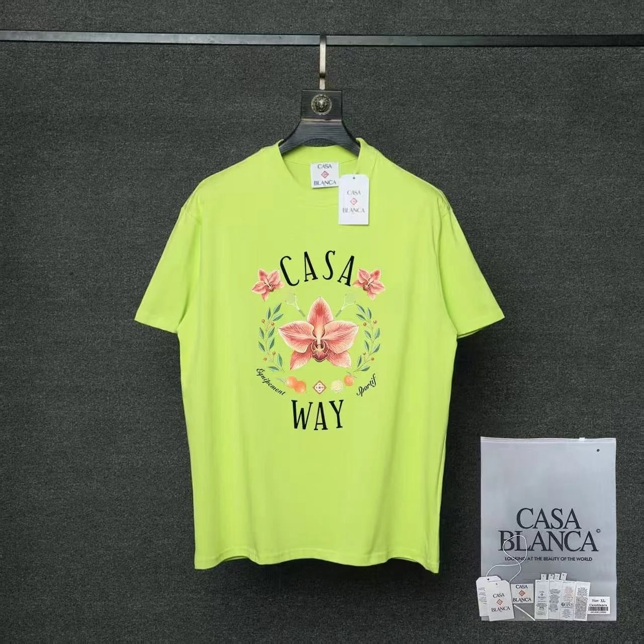 Casablanca T-Shirts Flaming Tennis Ball Graphic — 03 Fluorescent Lu
