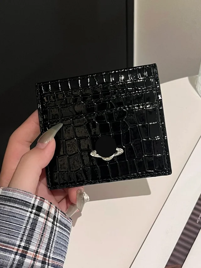 Unbranded Wallets & Card Holders Crocodile-embossed cardholder with rhinestone orbit ornament product detail image 4