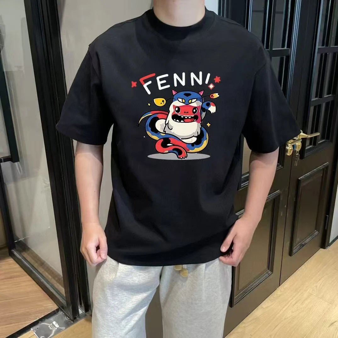 Fendi T-Shirts Short-Sleeve Logo Print — F63