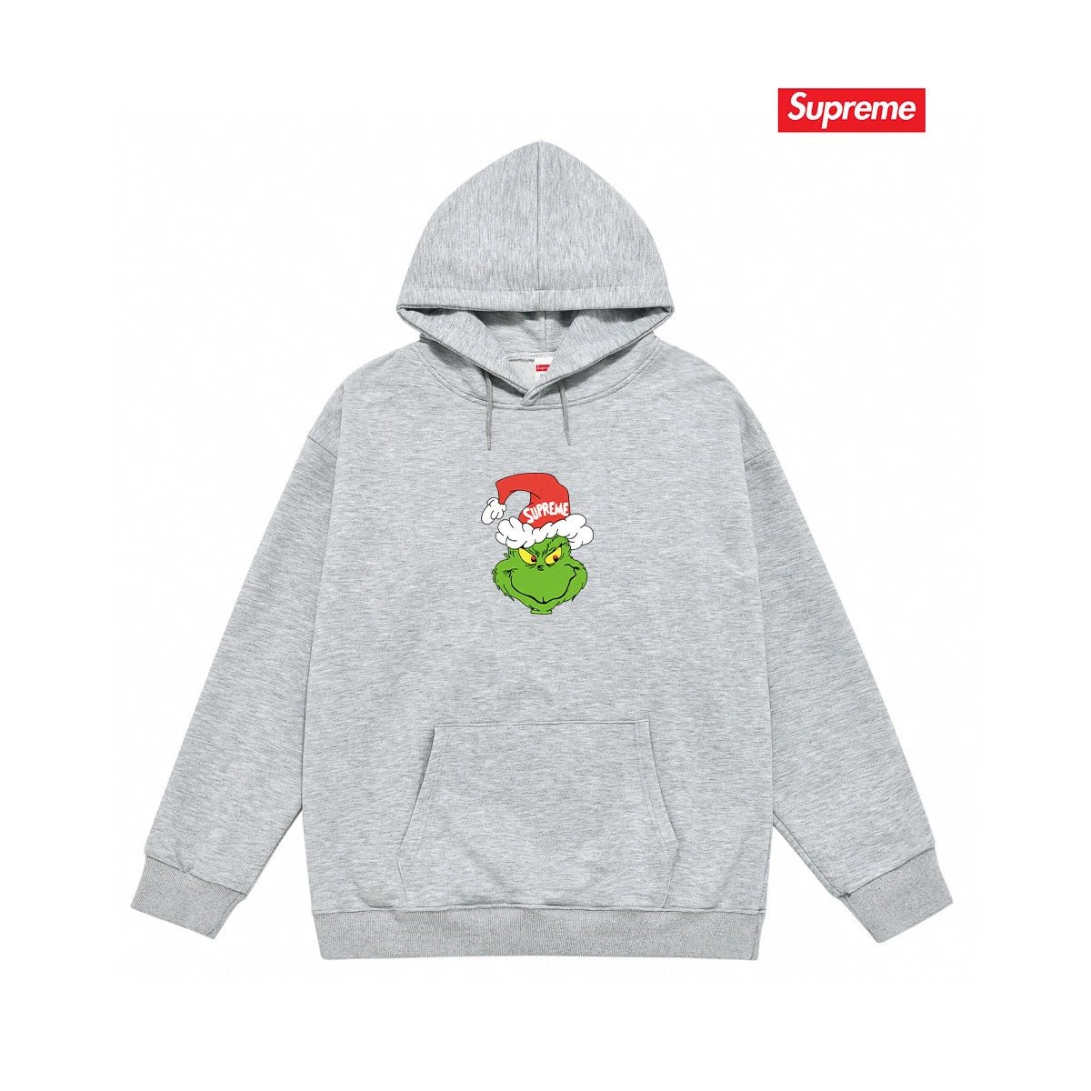 Supreme Hoodies & Sweatshirts Fleece-lined pullover hoodie with photo graphic and kangaroo pocket — S 2179 Gray with fleece lining