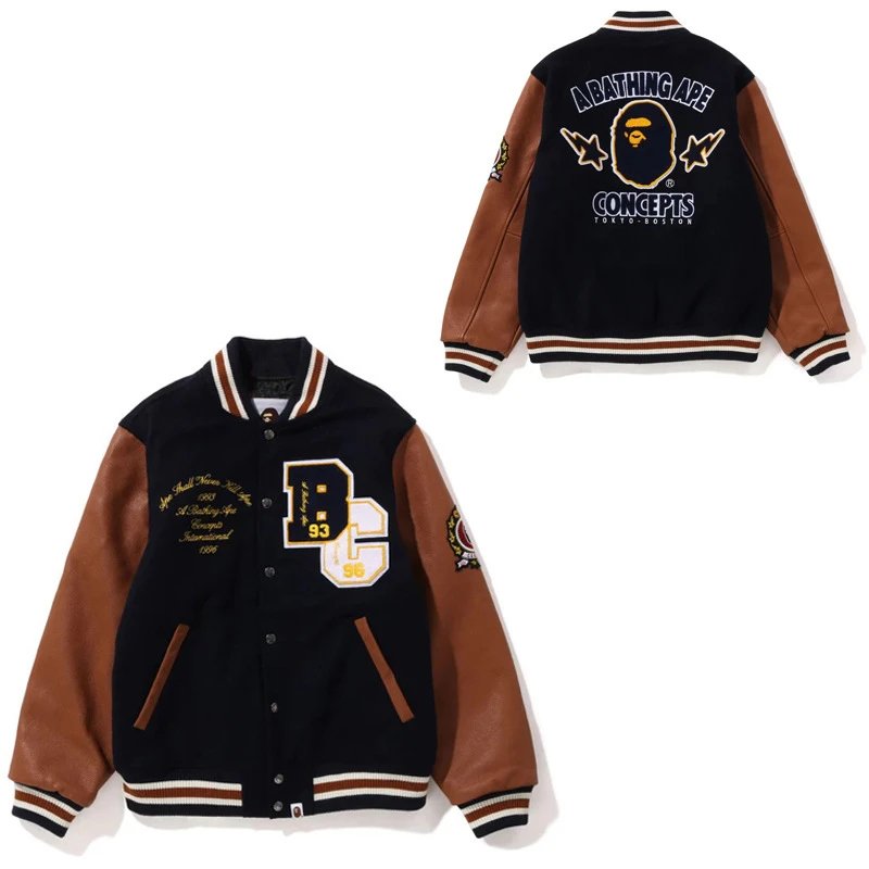 A Bathing Ape x Concepts Varsity Jacket Black / Brown Outerwear