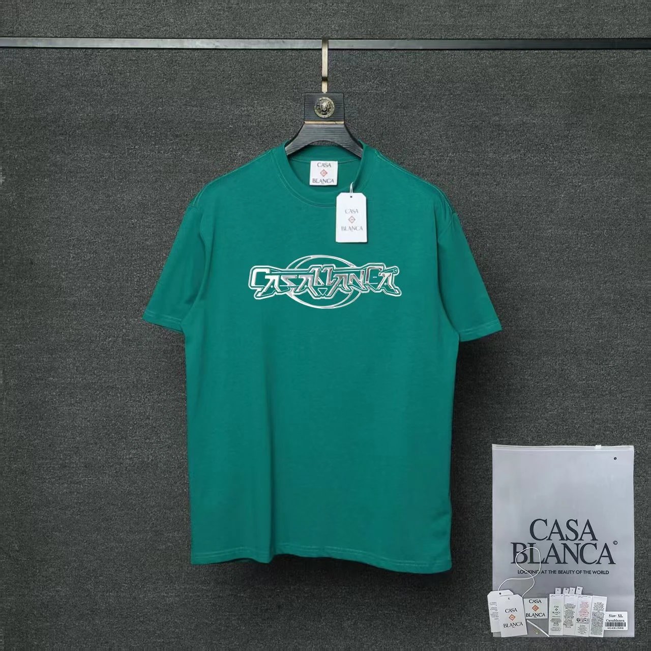 Casablanca T-Shirts Short-Sleeve Graphic Logo T-Shirt — 11 Dark green