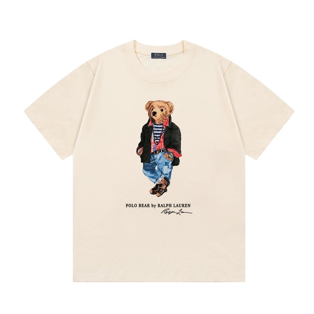 Polo Ralph Lauren T-Shirts Bear Graphic Crewneck Short-Sleeve T-Shirt — Apricot color L 2001