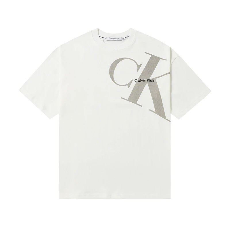 Calvin Klein T-Shirts Logo-print crew-neck short-sleeve — 513 white