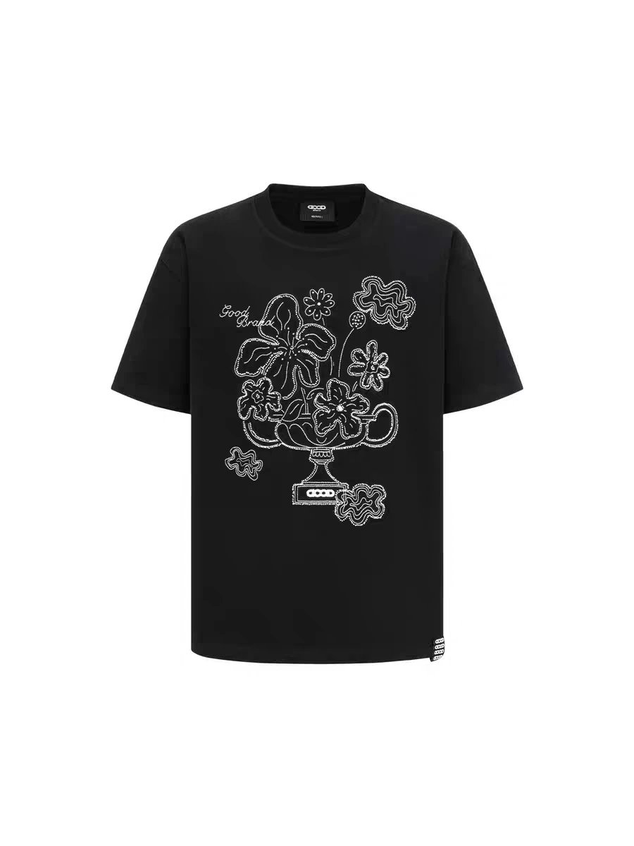 GOODBAI T-Shirts Oversized short-sleeve logo graphic T-shirt — 07 Black