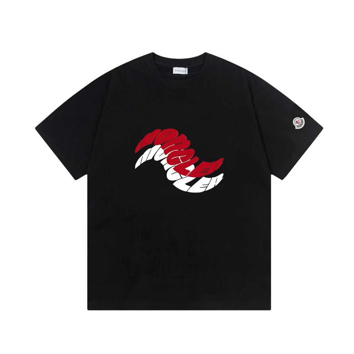 Moncler T-Shirts Short-Sleeve Graphic Print — M 2027 Black