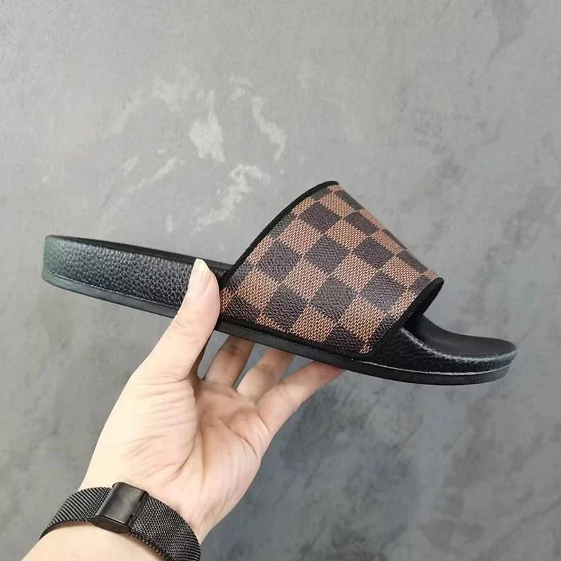 RFIDNO Sandals Monogram Slide — L Upgraded edging brown grid