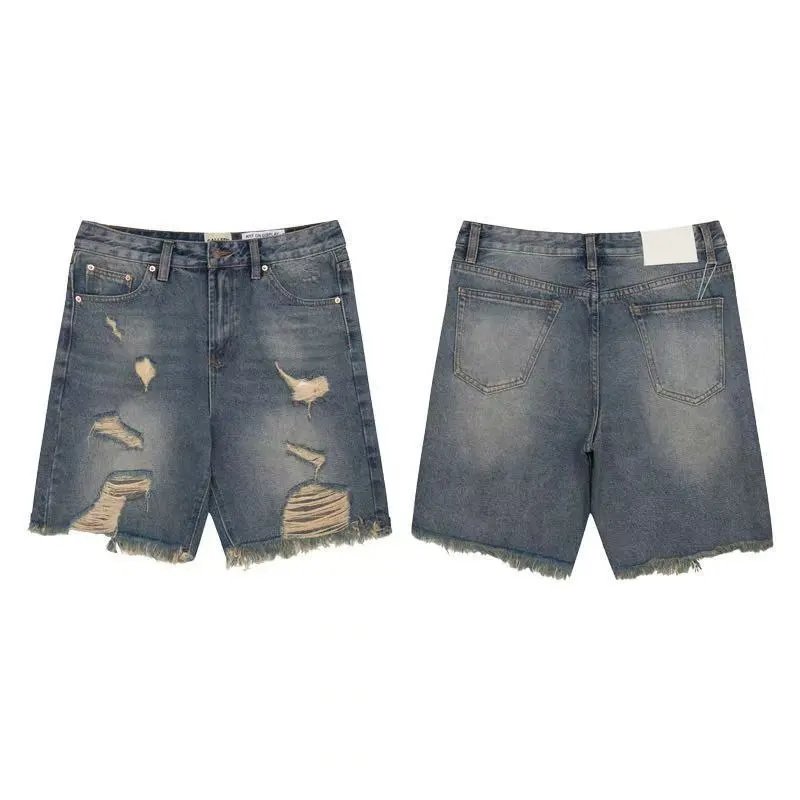 Gallery Dept. Shorts Distressed paint-splatter denim — 626 blue