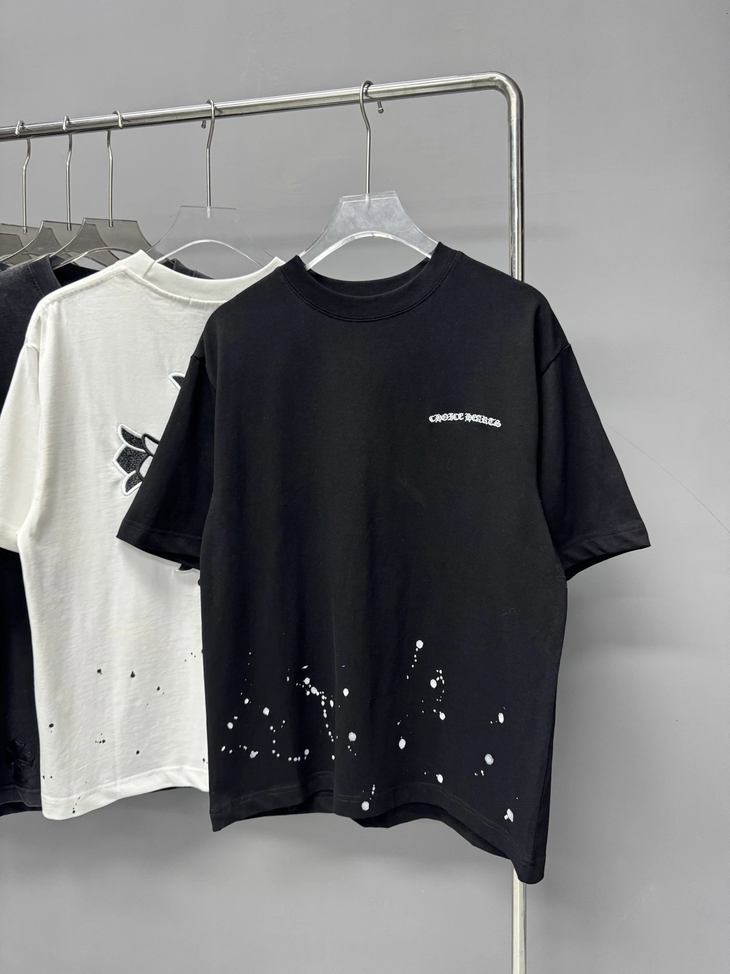 Chrome Hearts Cross Embroidered Distressed White T-Shirt - 13