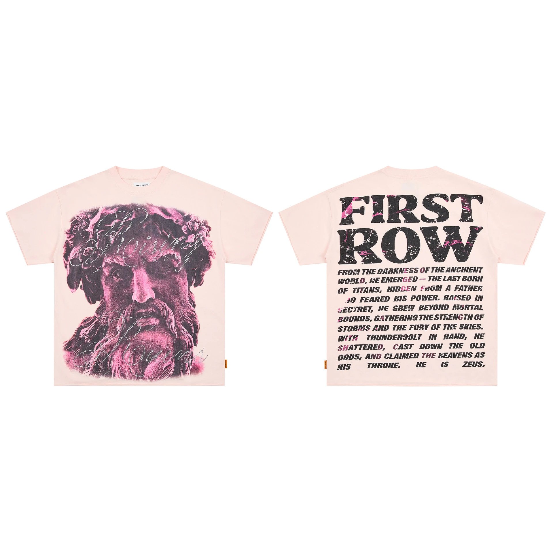 FIRST ROW T-Shirts Graphic Print — F 526#Hot-fix pink