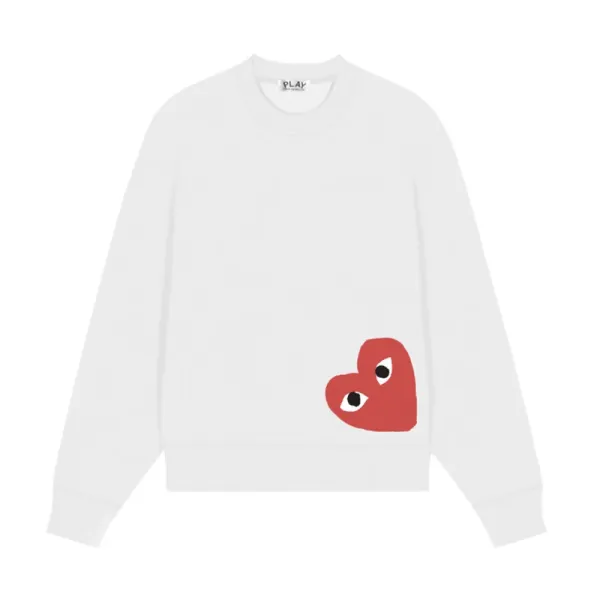 Comme des Garçons Play Heart Logo White Sweatshirt Sweater - 1