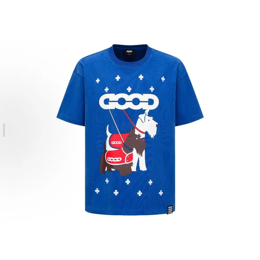GOODBAI T-Shirts Oversized short-sleeve logo graphic T-shirt — 97 Blue