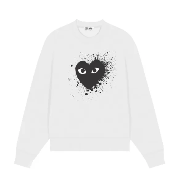 Comme des Garçons Play Heart Splatter White Sweatshirt Sweater - 1