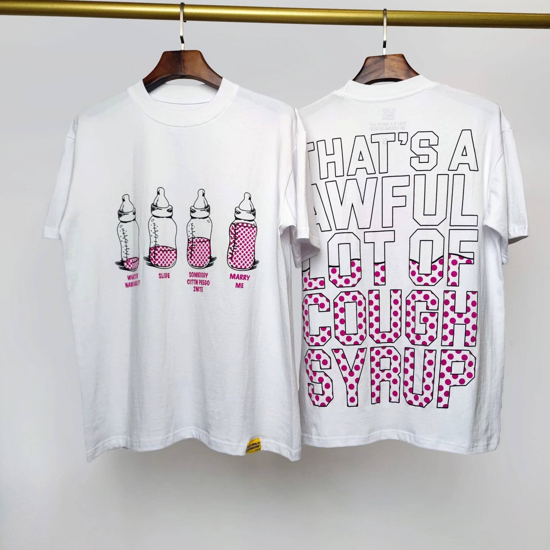 Cough Syrup T-Shirts Graphic Print — 15 white short sleeve
