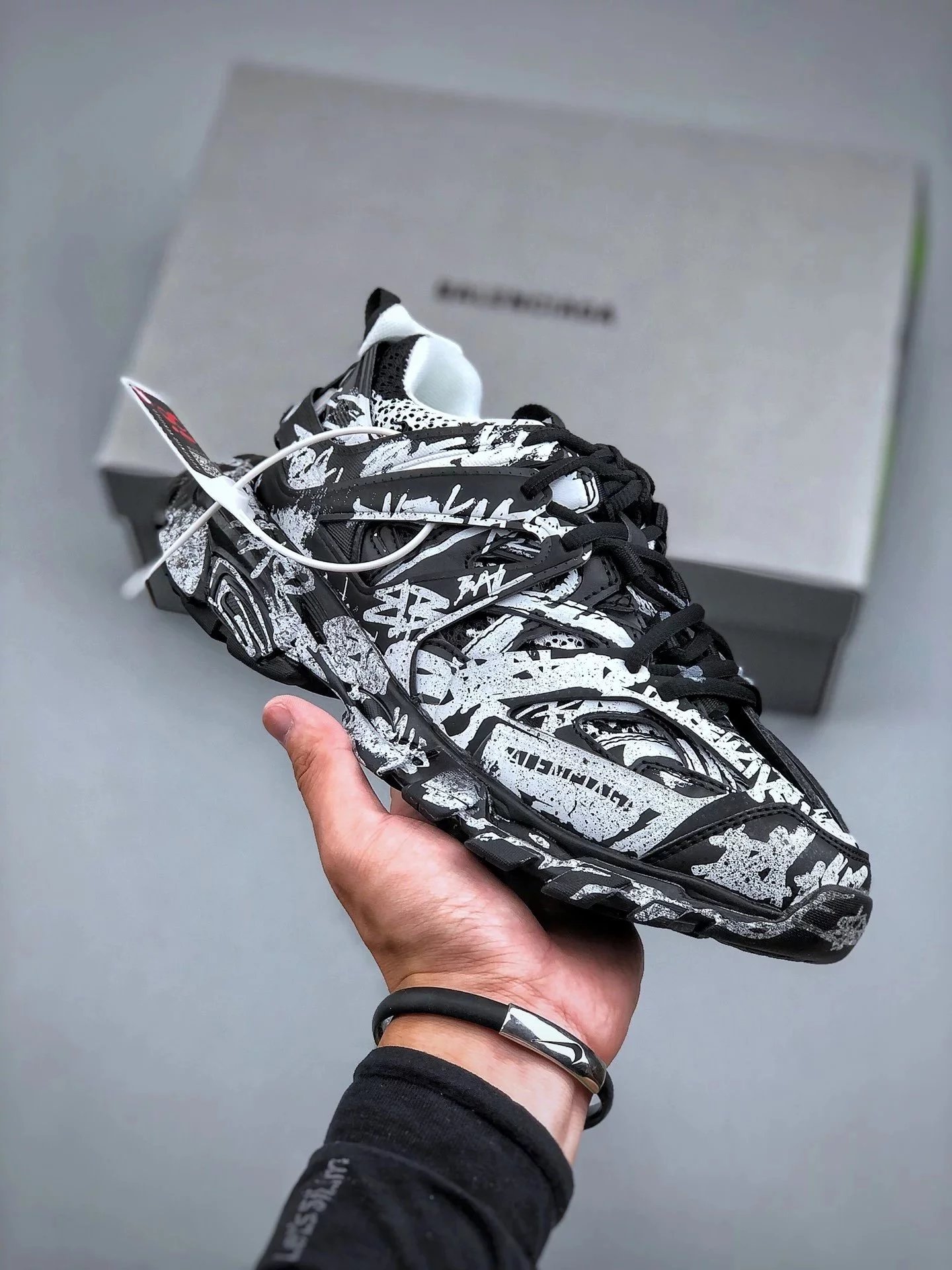 i8版本 3.0 印花涂鸦 定制 三代户外概念鞋 无灯  Track Mule Clear Sole Sneakers 3.0