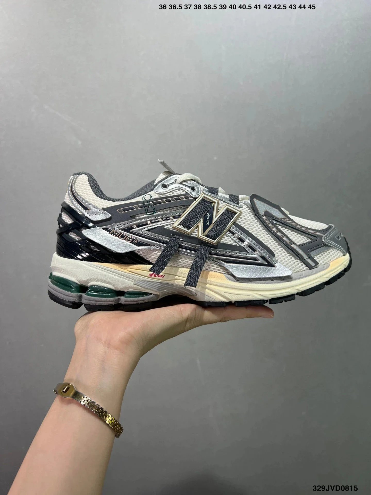 New 1906R Lace-up Round Toe Shock Absorption Anti-slip Wear-resistant Low Top Running Shoes Men's Gray Silver M1906AD 36-45