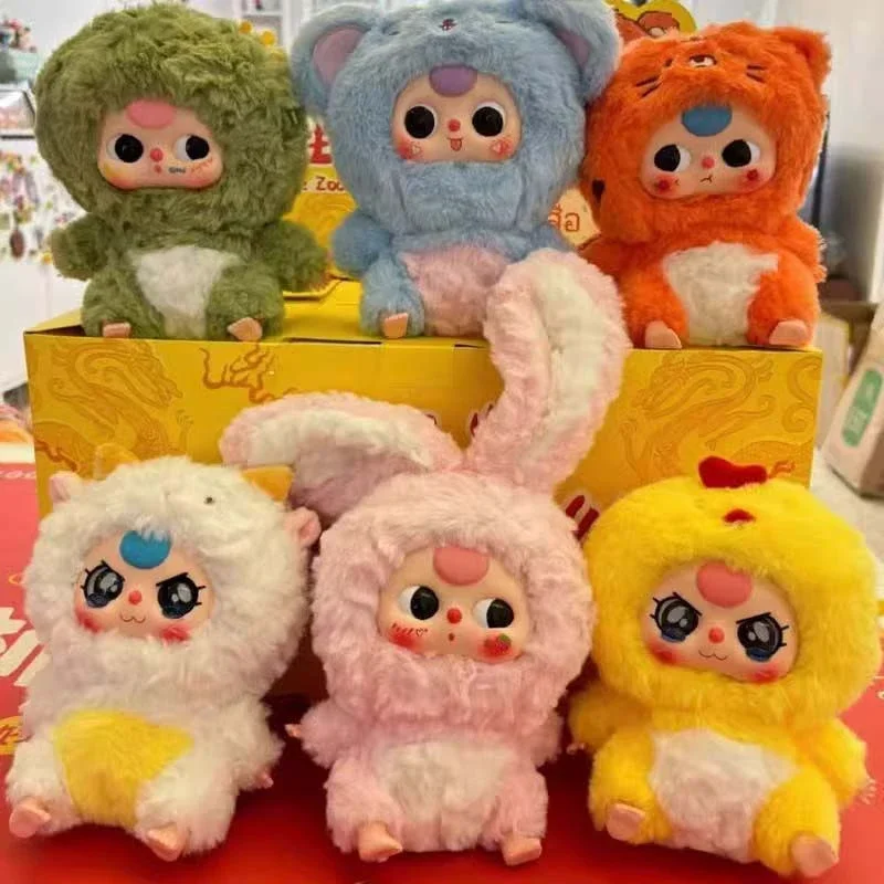 BABY THREE 正月2個セット 現貨baby three v2 娃三歲二代毛絨系列植絨盲盒整盒整箱泰國直髮