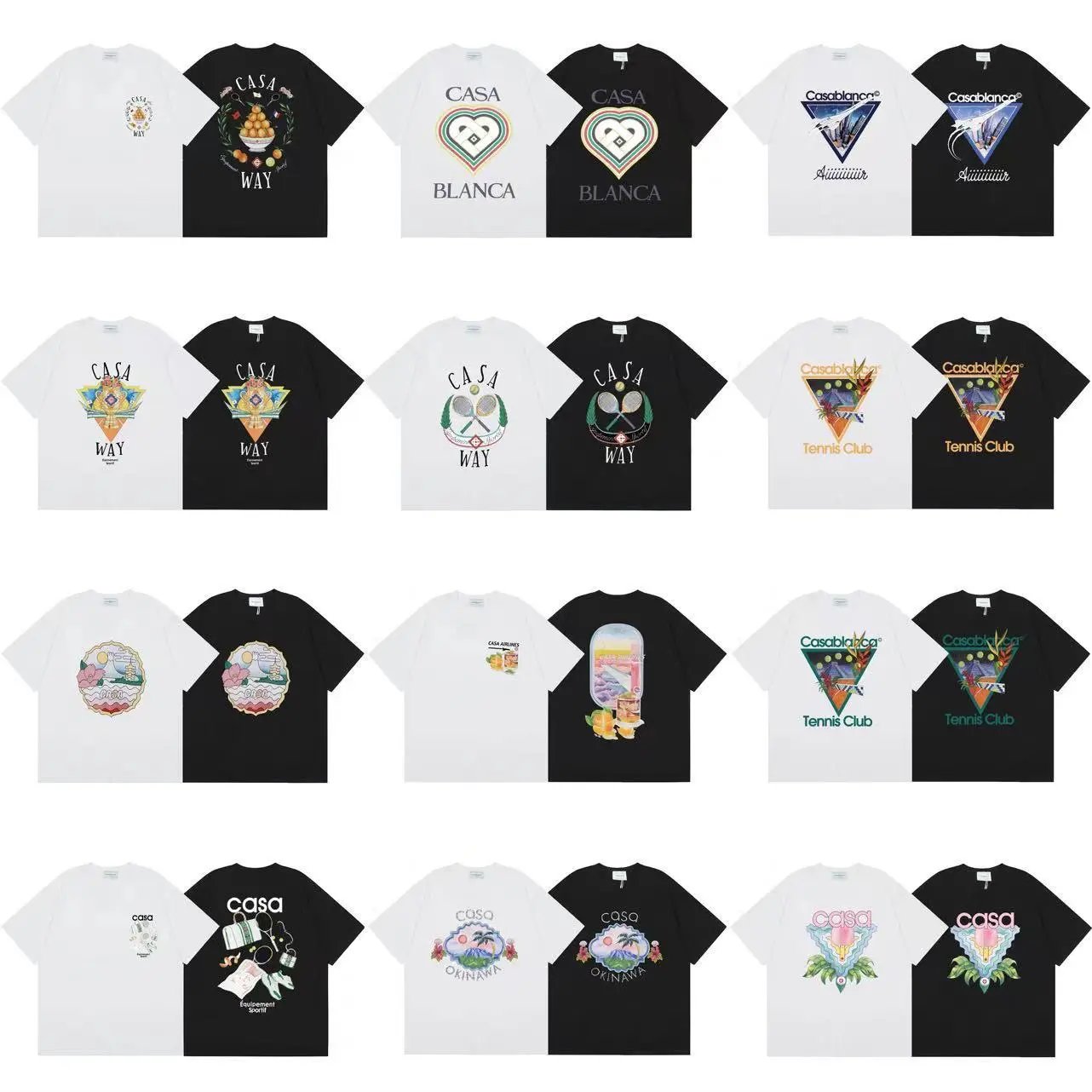 Casablanca Black and White Graphic T-Shirt Collection