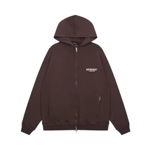 Represent Owners' Club Zip-Up Hoodie Brown