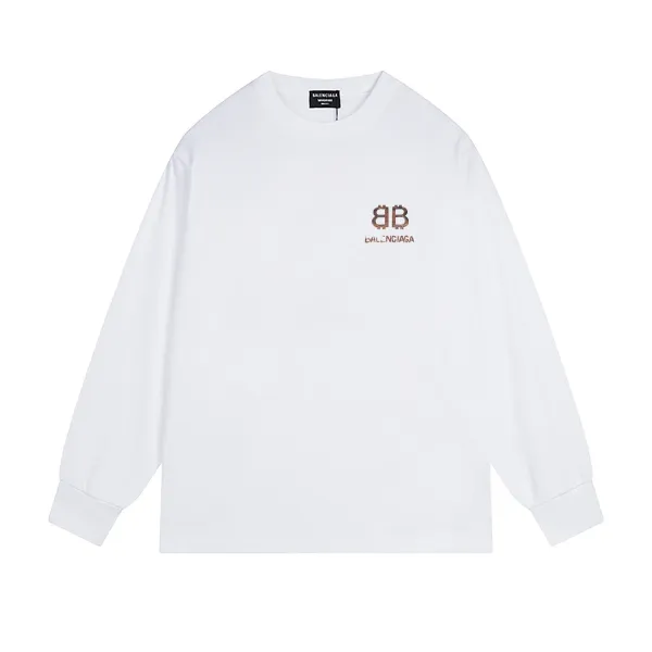 Balenciaga BB Logo Long-Sleeve T-Shirt White - 1