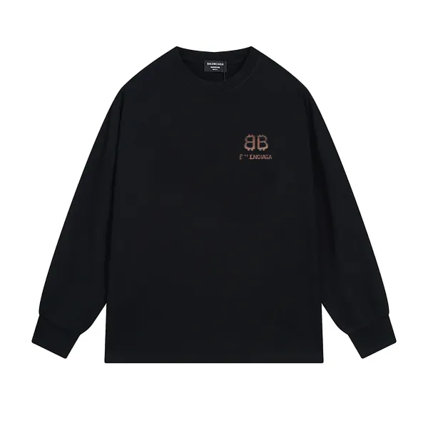 Balenciaga BB Logo Long-Sleeve T-Shirt Black - 1