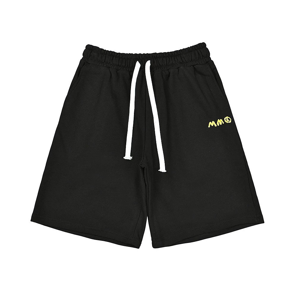 MMY Logo Embroidered Black Drawstring Shorts
