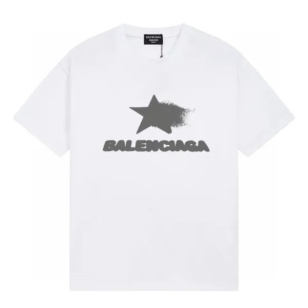 Balenciaga Star Logo Print White T-Shirt - 1