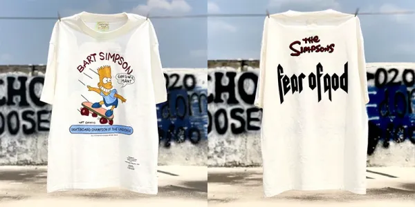Fear of God x The Simpsons Bart Simpson Skateboard Champion White T-Shirt - 1