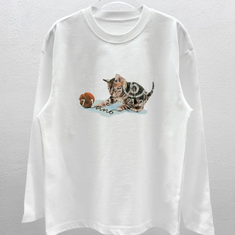Graphic Print Long-Sleeve T-Shirt White