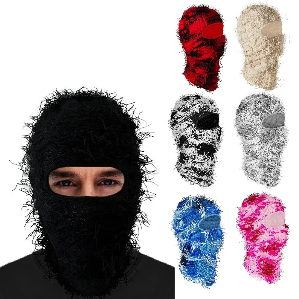 Beanie/Skull Caps Balaclava Distressed Knitted Mens Full Face Ski Mask Outdoor Camouflage Wool Camouflage Balaclava Ski Balaclava Beanies 