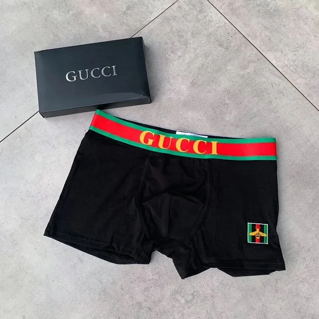 Gucci Underwear Men's bee-patch boxer briefs, 3-piece set product detail image 3
