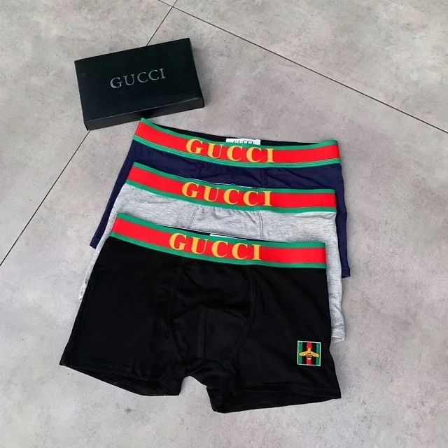 Gucci Underwear Men's bee-patch boxer briefs, 3-piece set product detail image 6