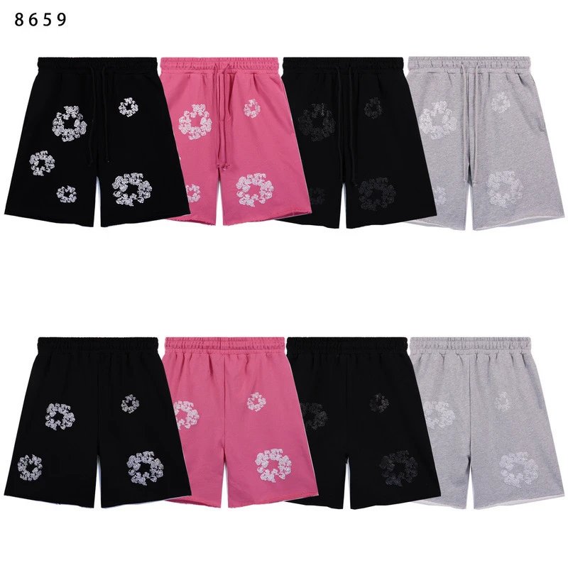 Designer Black Pink Grey Floral Print Shorts
