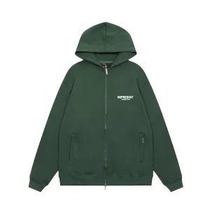 Represent Owners' Club Zip-Up Hoodie Army Green